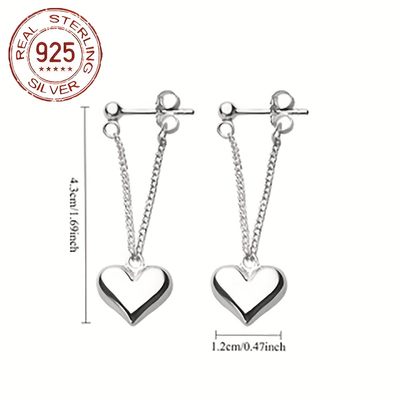 Women's 925 Silver Minimalist Heart Earrings — Comfortable Daily Wear